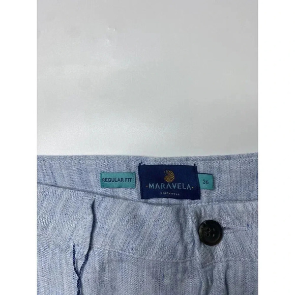 Maravela Beachwear Mens 36 Light Blue Lightweight Linen Blend Chino Shorts $280 - Picture 4 of 10